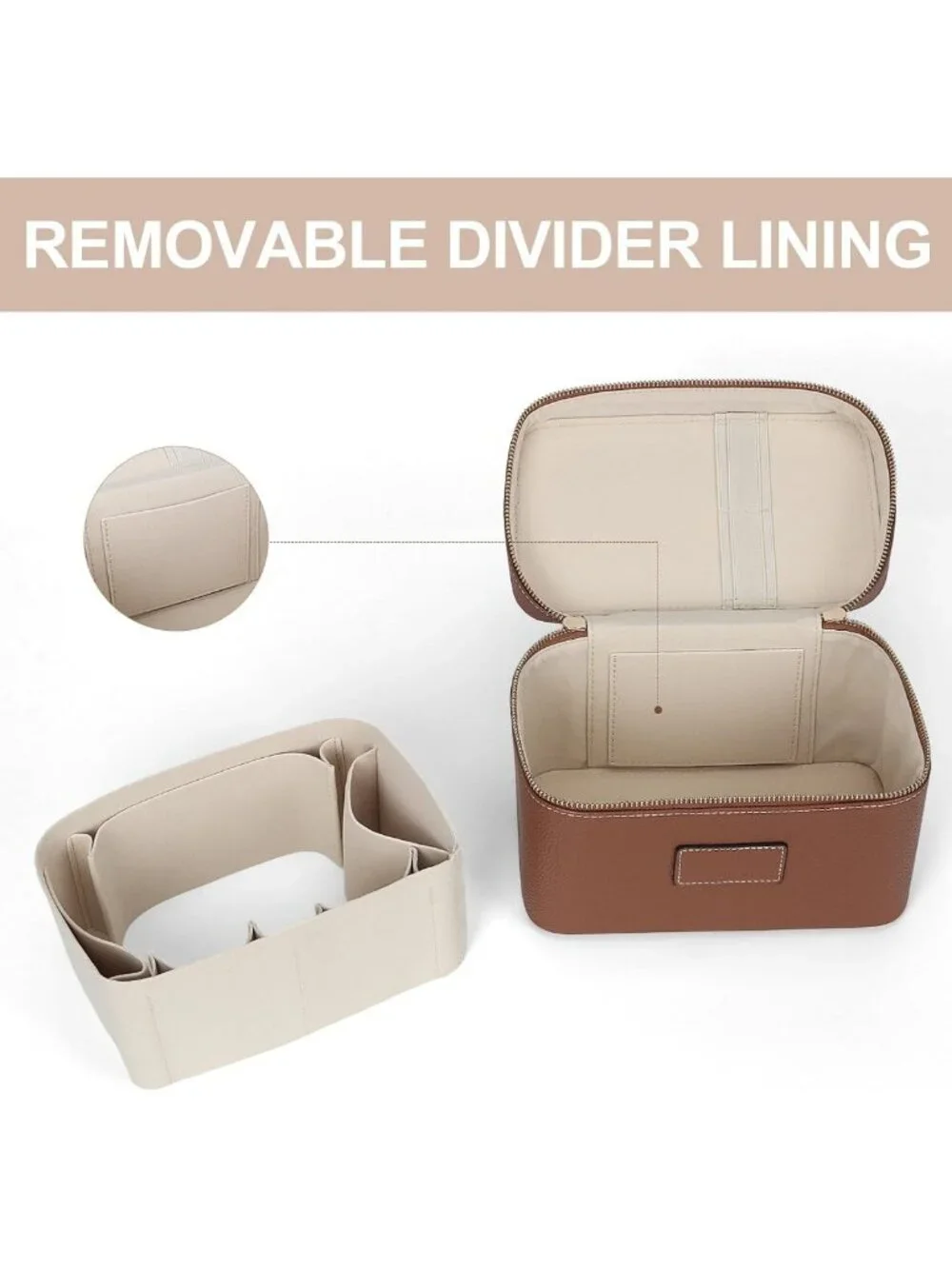 Stylish Leather Makeup Bag & Vanity Case - Portable Travel Toiletry Organizer